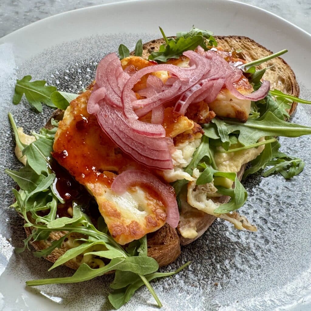 Lost & Found Knutsford Hot Honey Halloumi Open Sandwich Lost & Found Knutsford Hot Honey Halloumi Open Sandwich