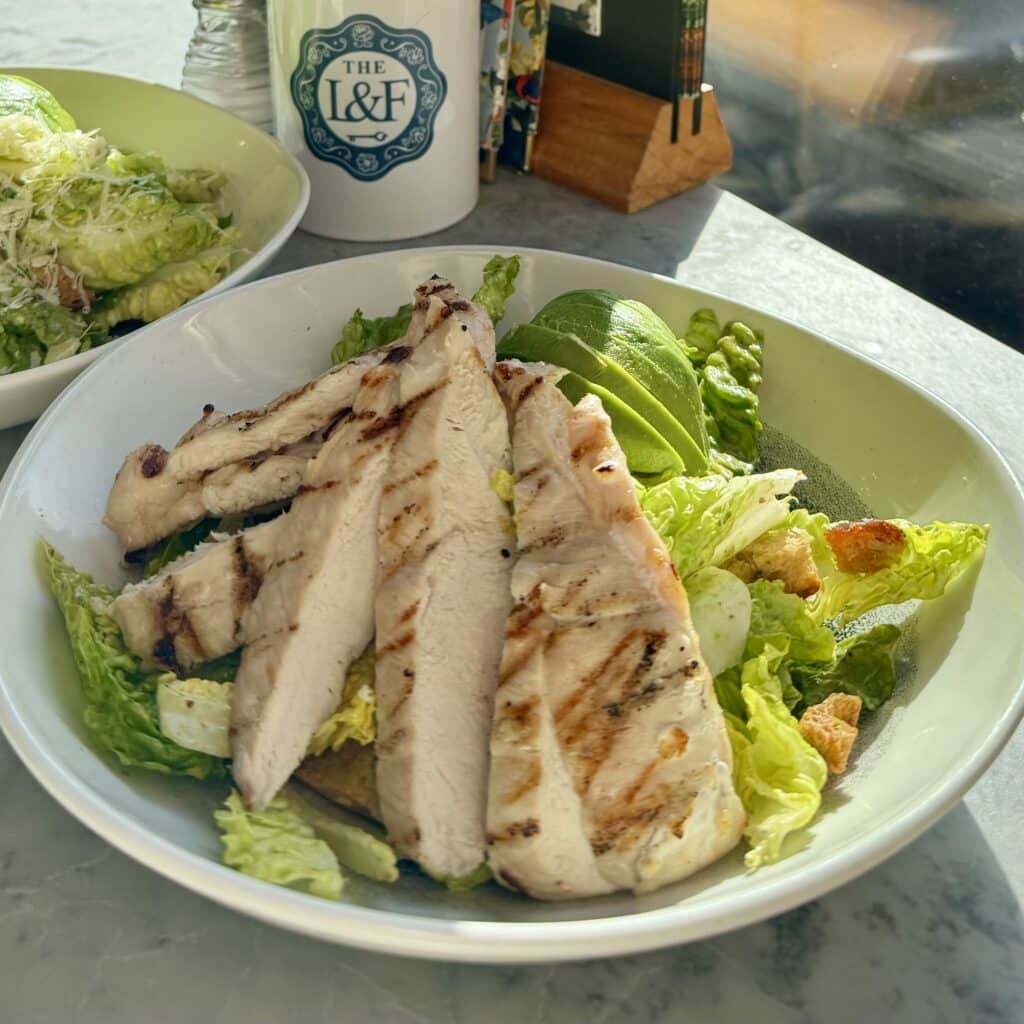 The Lost & Found Knutsford Avocado Caesar Salad with added chicken