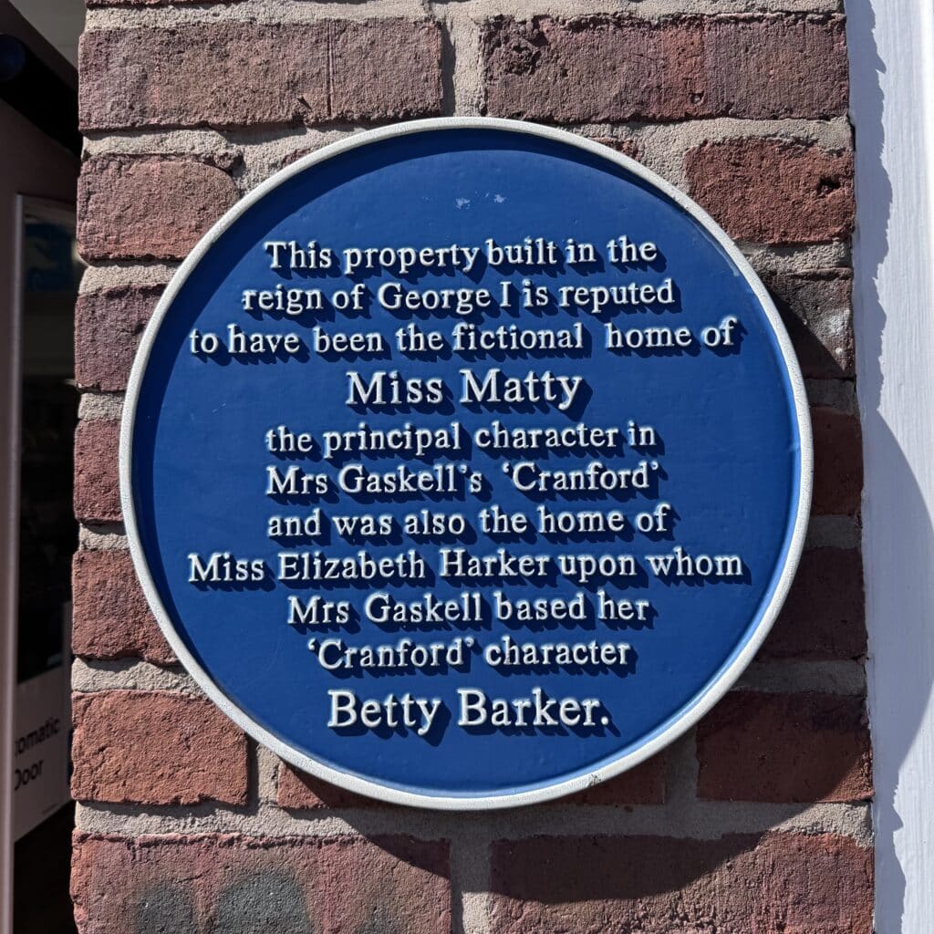 Blue plaque Miss Matty Cranford Blue plaque Miss Matty Cranford