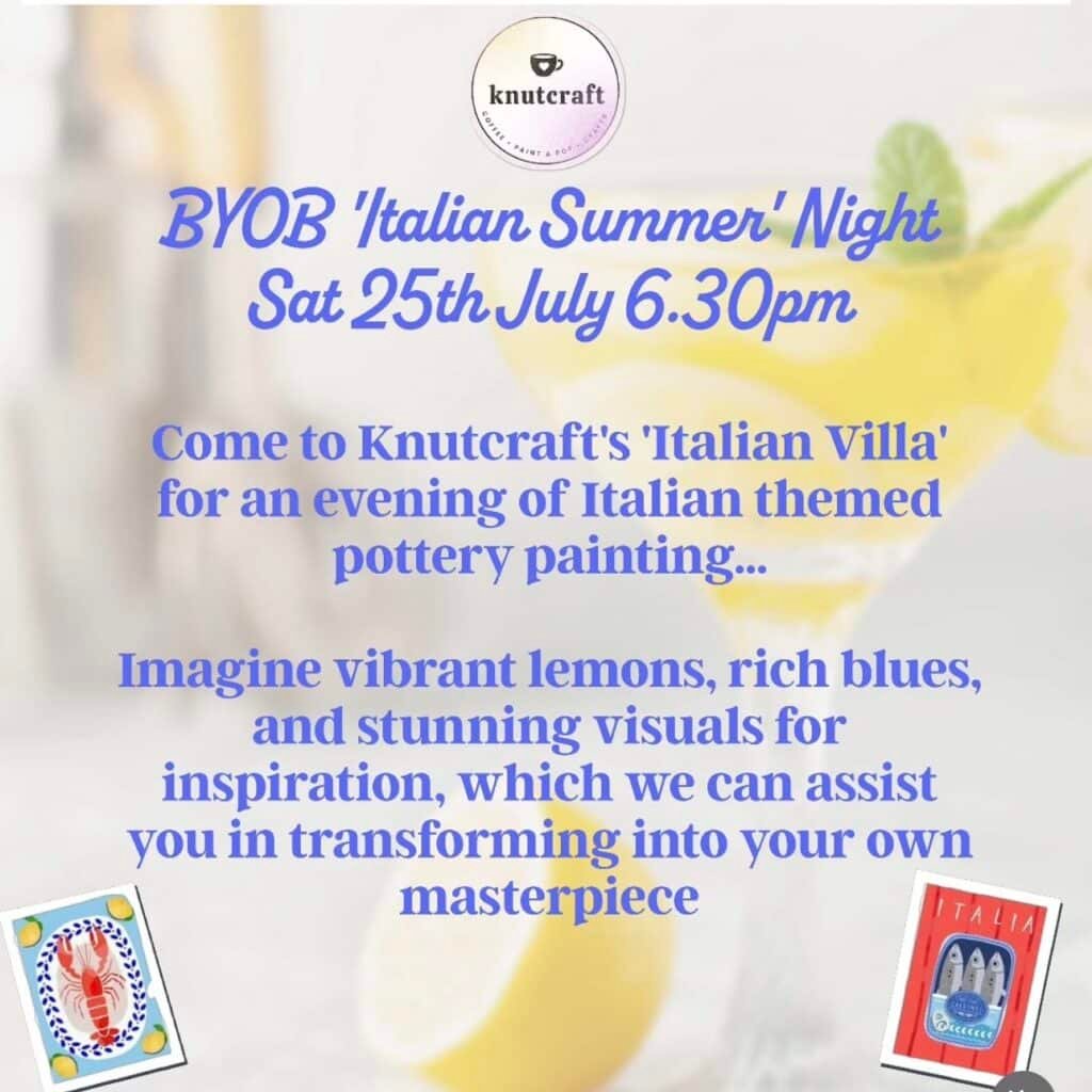 Knutcraft BYOB Italian Pottery Painting July 2026